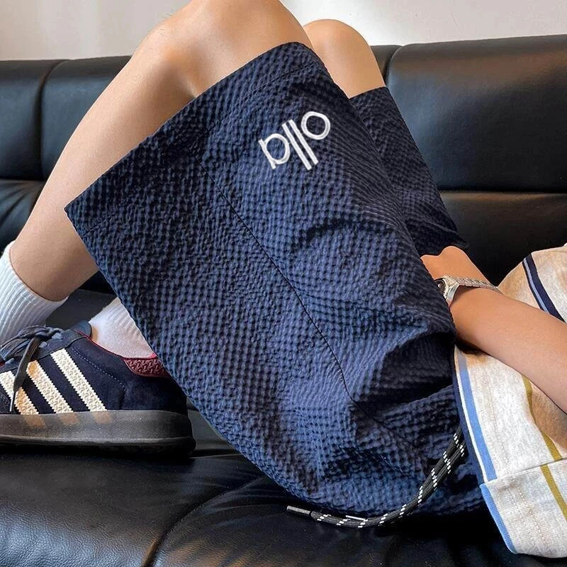 夏季透气免烫宽松百搭休闲裤运动裤男士刺绣速干薄款夏装五分裤