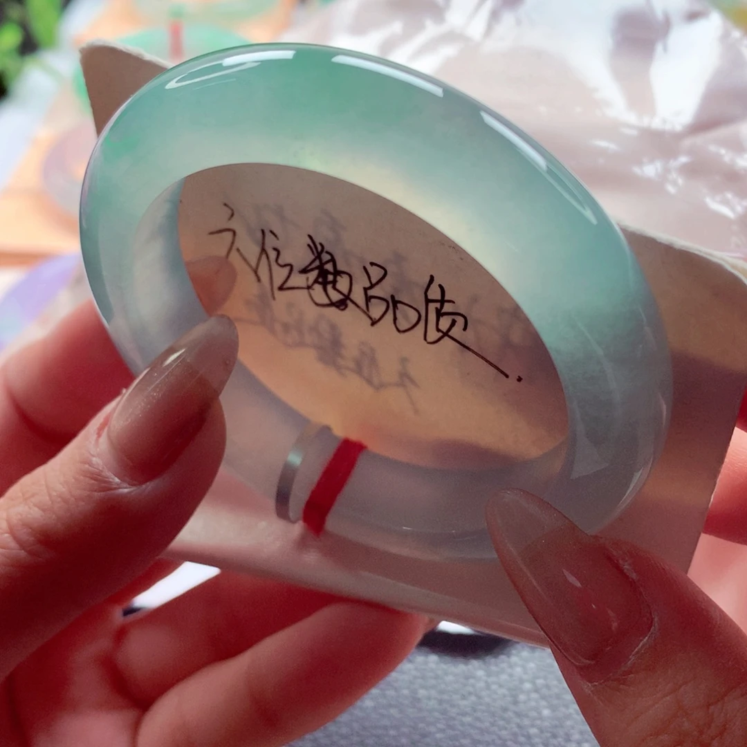 翡翠未镶嵌手镯师妹54.7高冰青缇绿色起钢