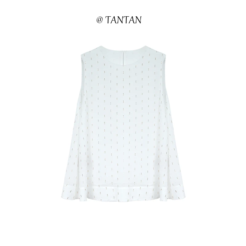TANTAN 气质时尚亮片无袖T恤1051