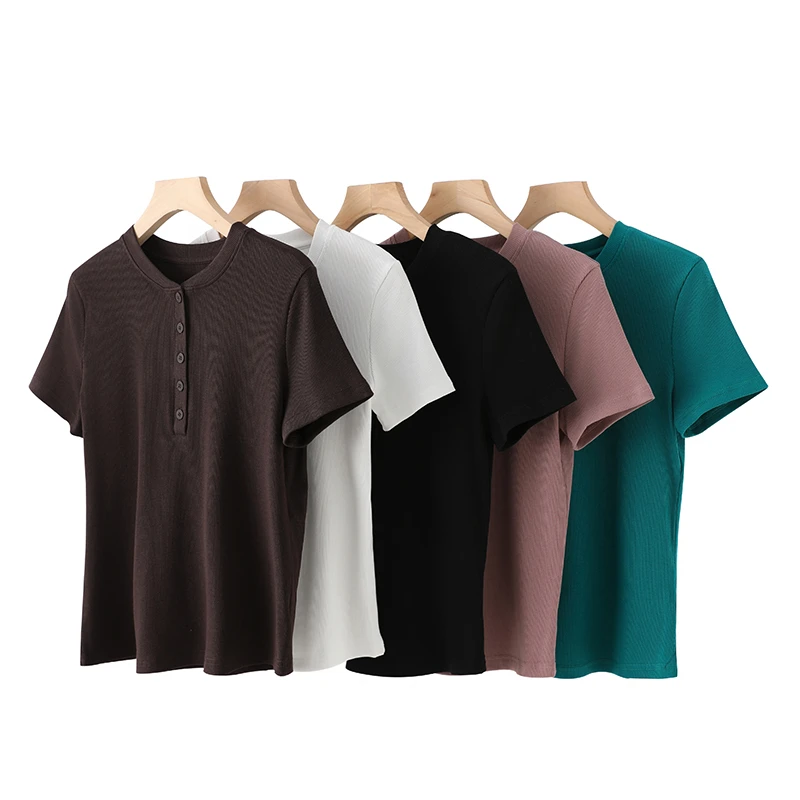 朵儿定制 【亨利领】夏季百搭亨利领纯色短袖 IY67