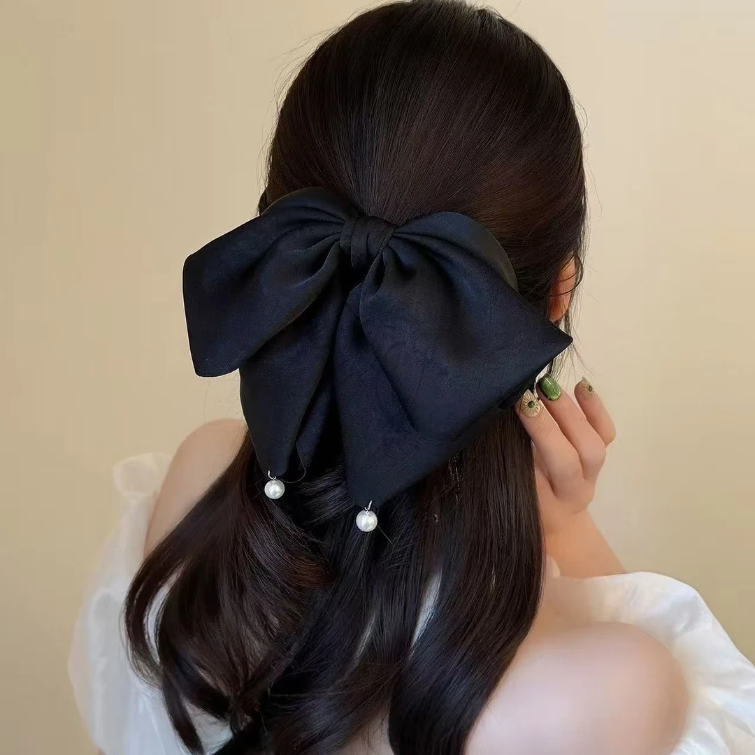 高马尾抓夹气质简约黑色百搭网红发饰优雅发夹韩版高颅顶显发量