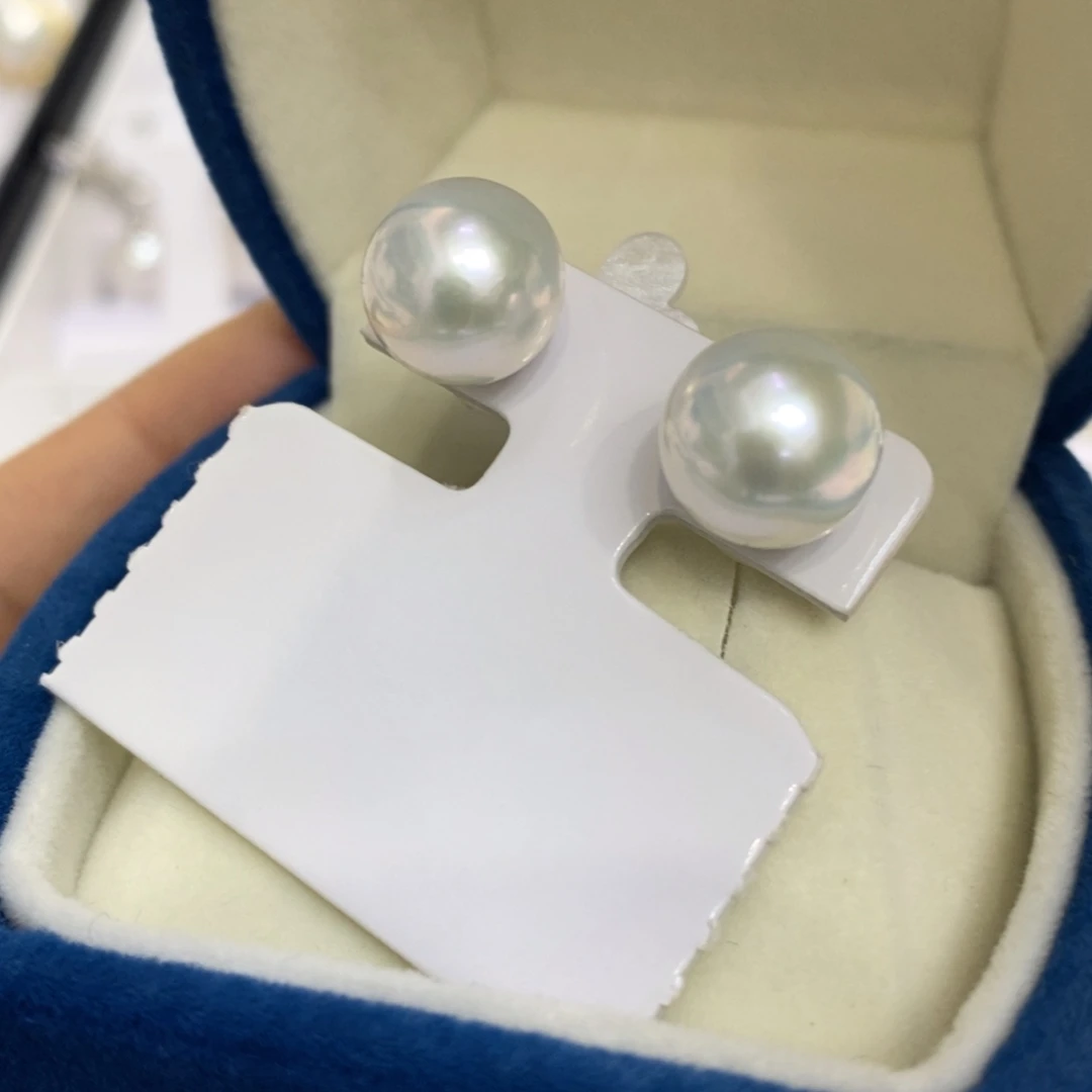 淡水珍珠耳饰银S925镶嵌11-12