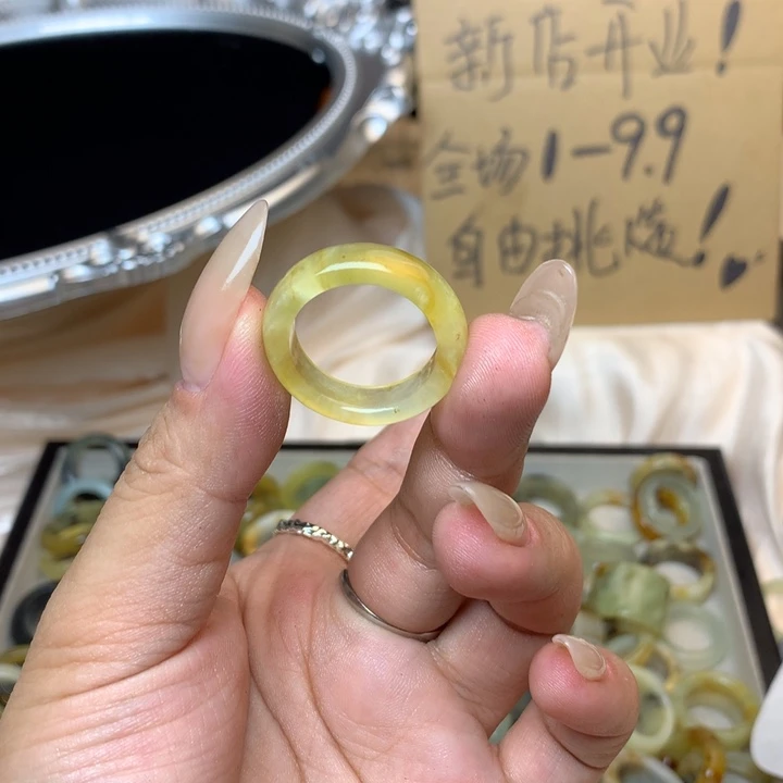 困***兽合金蛇纹石玉戒指