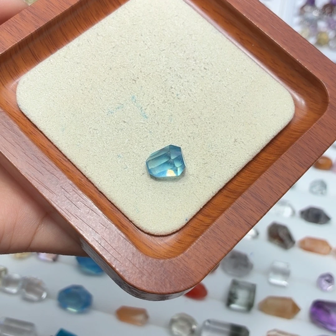 珠宝半成品银S925镶嵌水晶海蓝宝随型打孔定制不退换