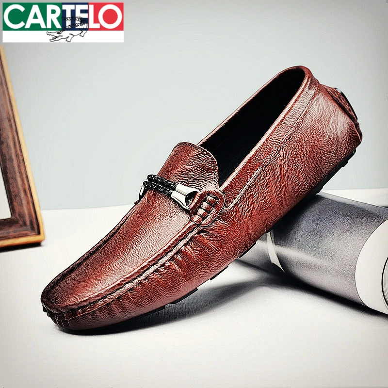 卡帝乐鳄鱼豆豆鞋男鞋夏季款2025新款高端一脚蹬休闲风皮鞋子男士