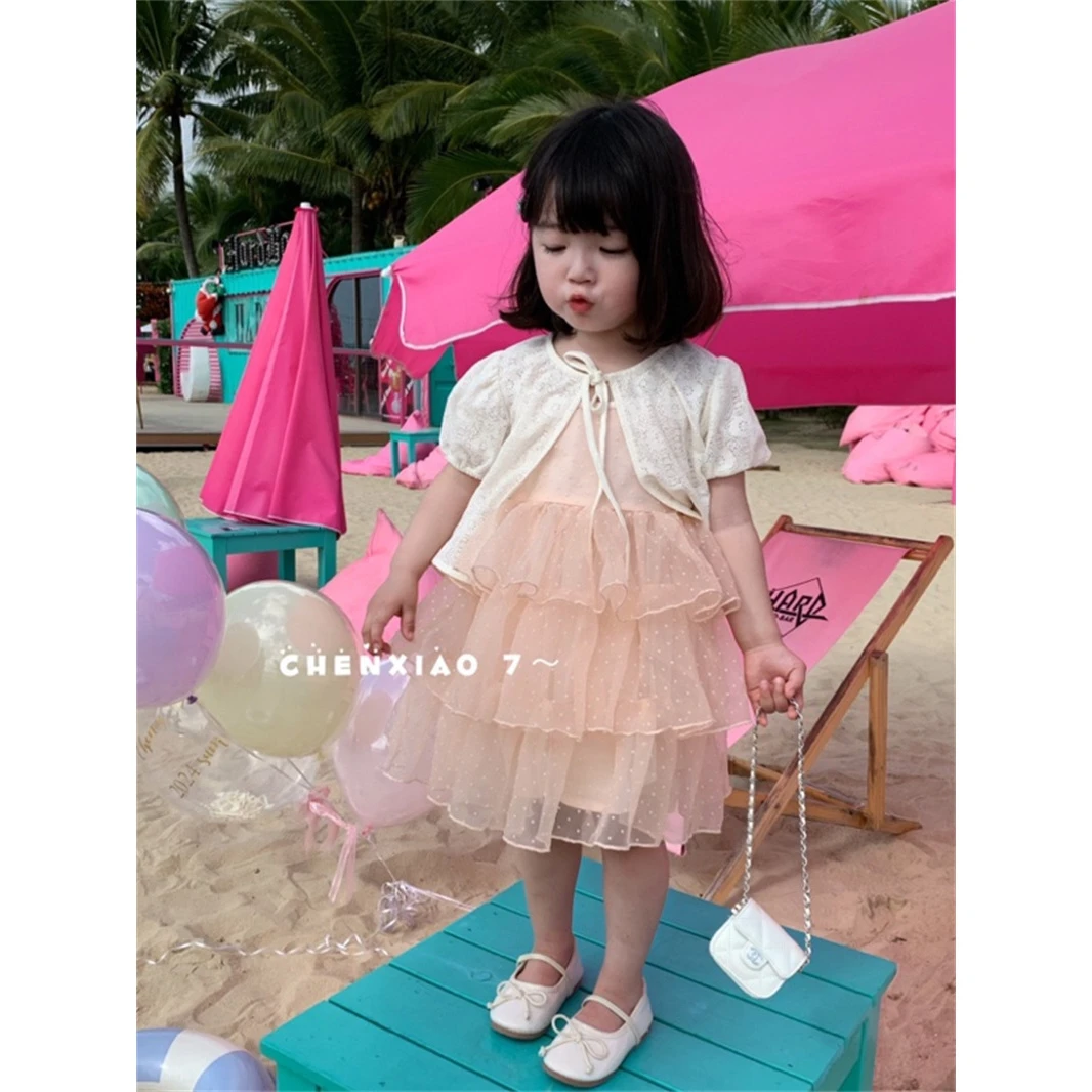 橙小7·25夏~吊带纱裙两件套XQ2037