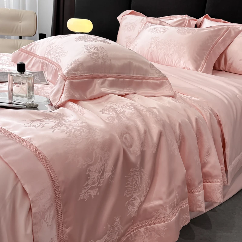 轻奢裸睡冰丝夏凉被四件套水洗冰丝提花空调被可机洗薄被子单双人