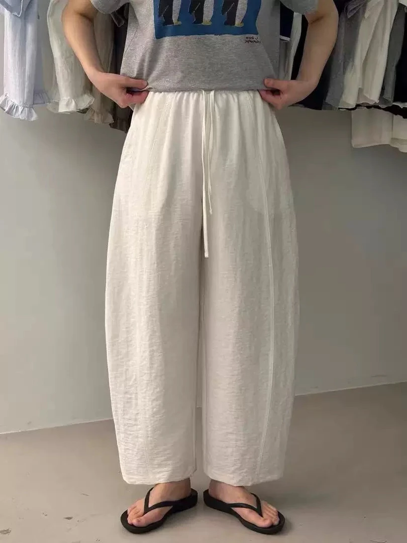 【粉风】东大门. pepper简约风格松紧腰宽松休闲裤