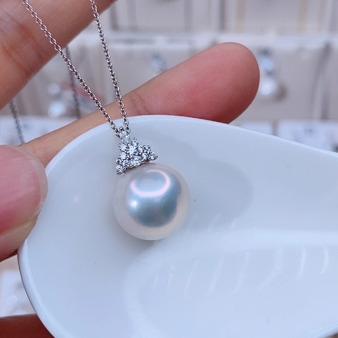 项链银S925镶嵌淡水珍珠小***?