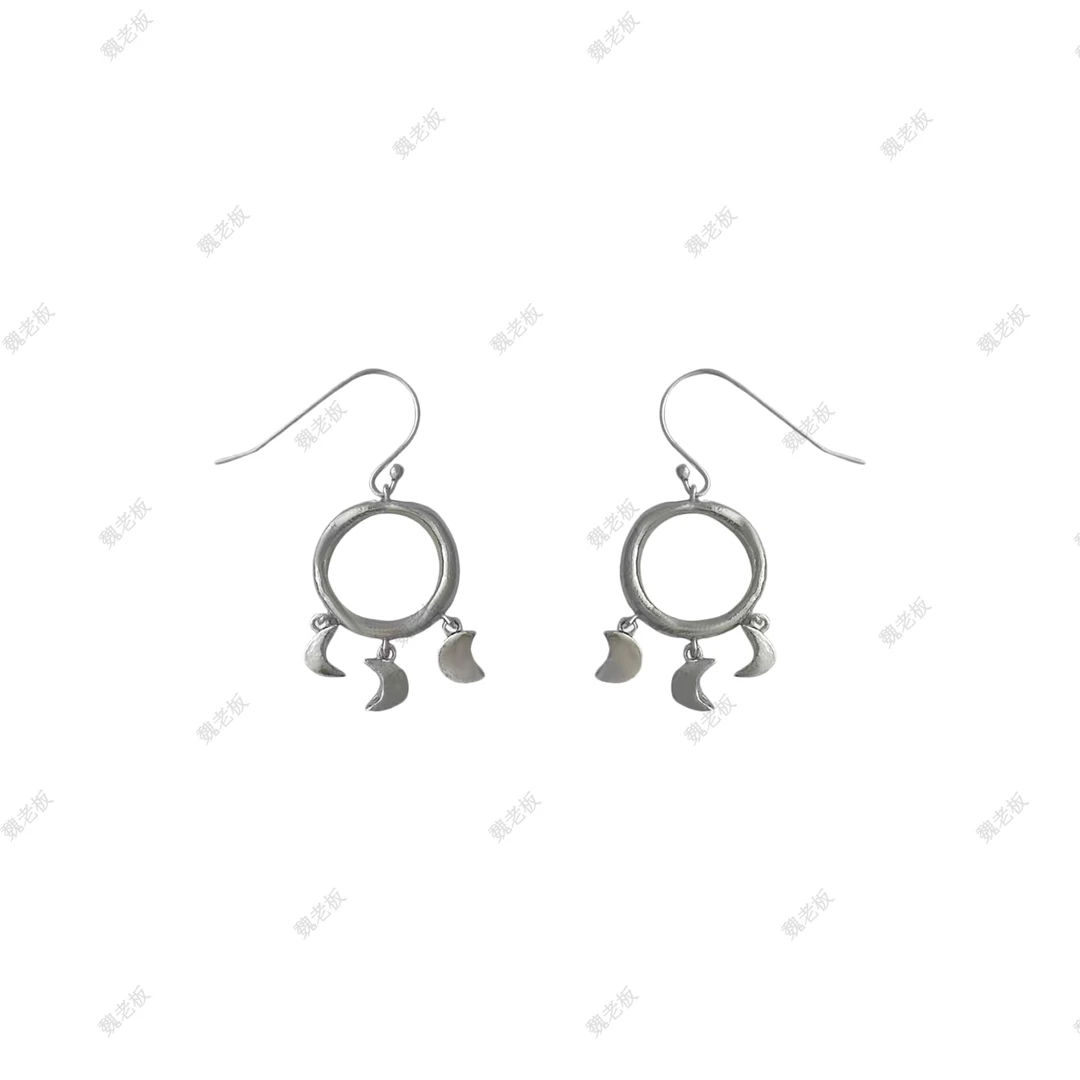 925银耳饰 W.Diva【弦月】经典银饰高级造型质感S925耳环50J141472