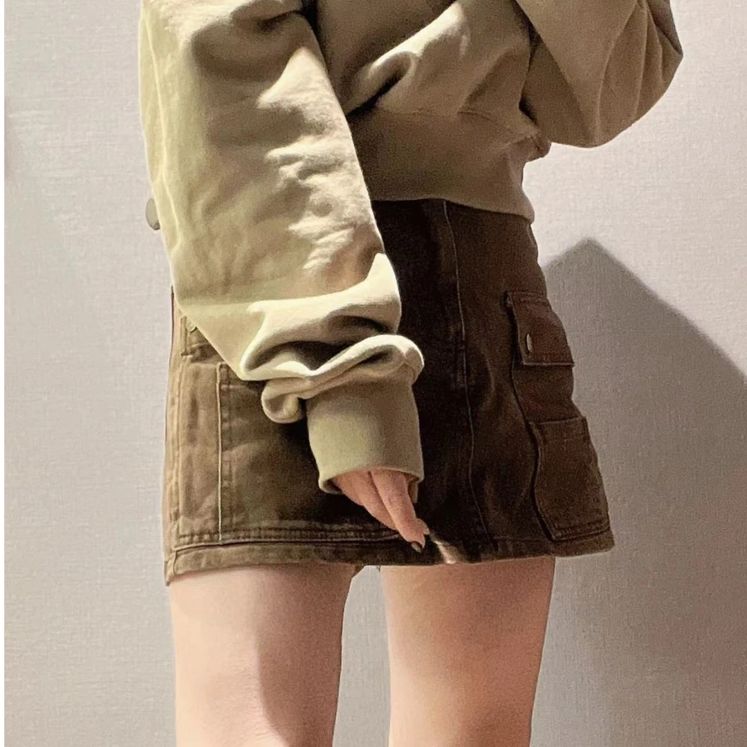 小小苏-小蔓-潮流小众设计款潮流裙棕色短裙半裙显瘦时尚;K9-7-8