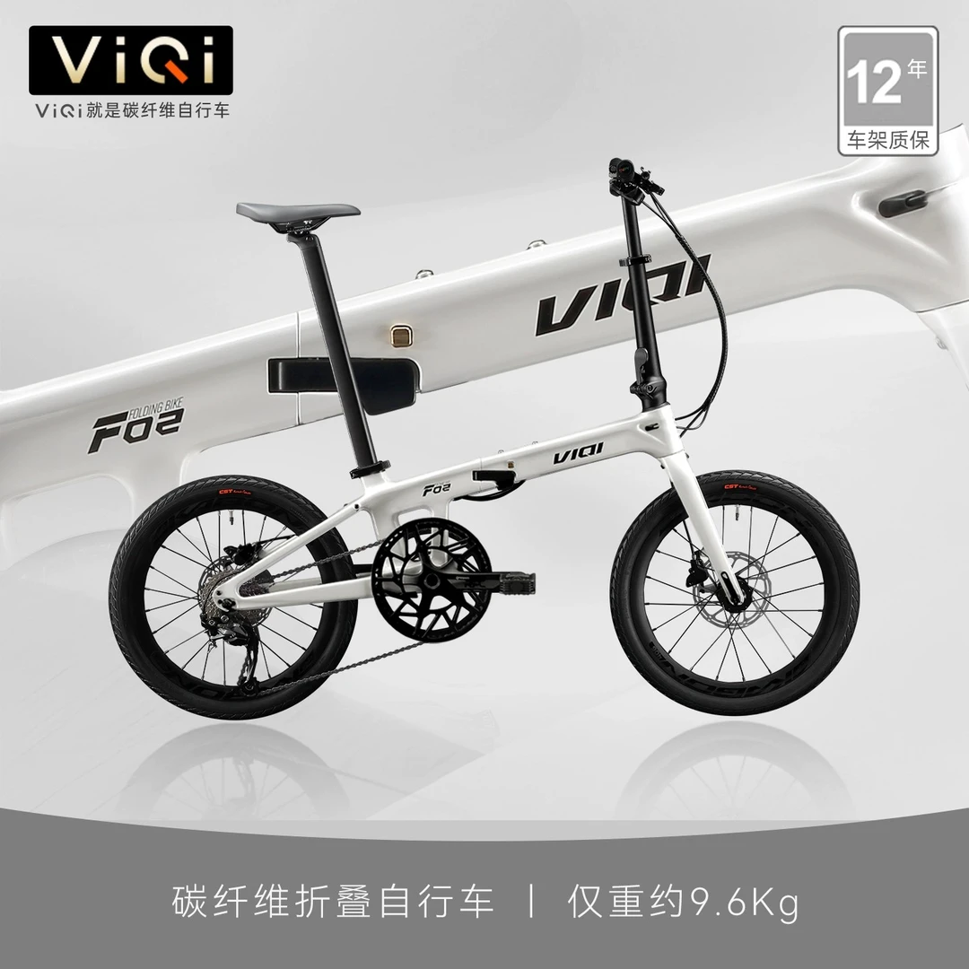 VIQI【可定制】微琦碳纤维折叠自行车20寸变速双油碟刹成人超轻单车