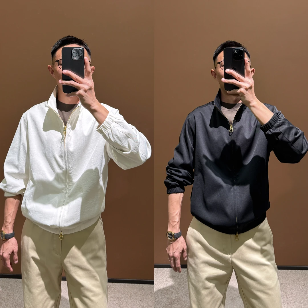 【随性极简】秋 L*P微皱肌理清爽轻薄老钱新贵立领休闲夹克外套男士
