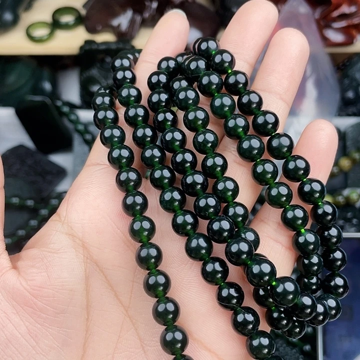 二***家蛇纹石玉未镶嵌手串