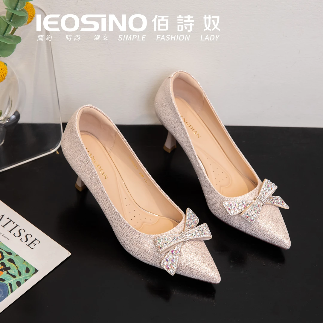333513023佰诗奴女鞋2025春夏新款气质婚鞋浅口蝴蝶结时尚单鞋