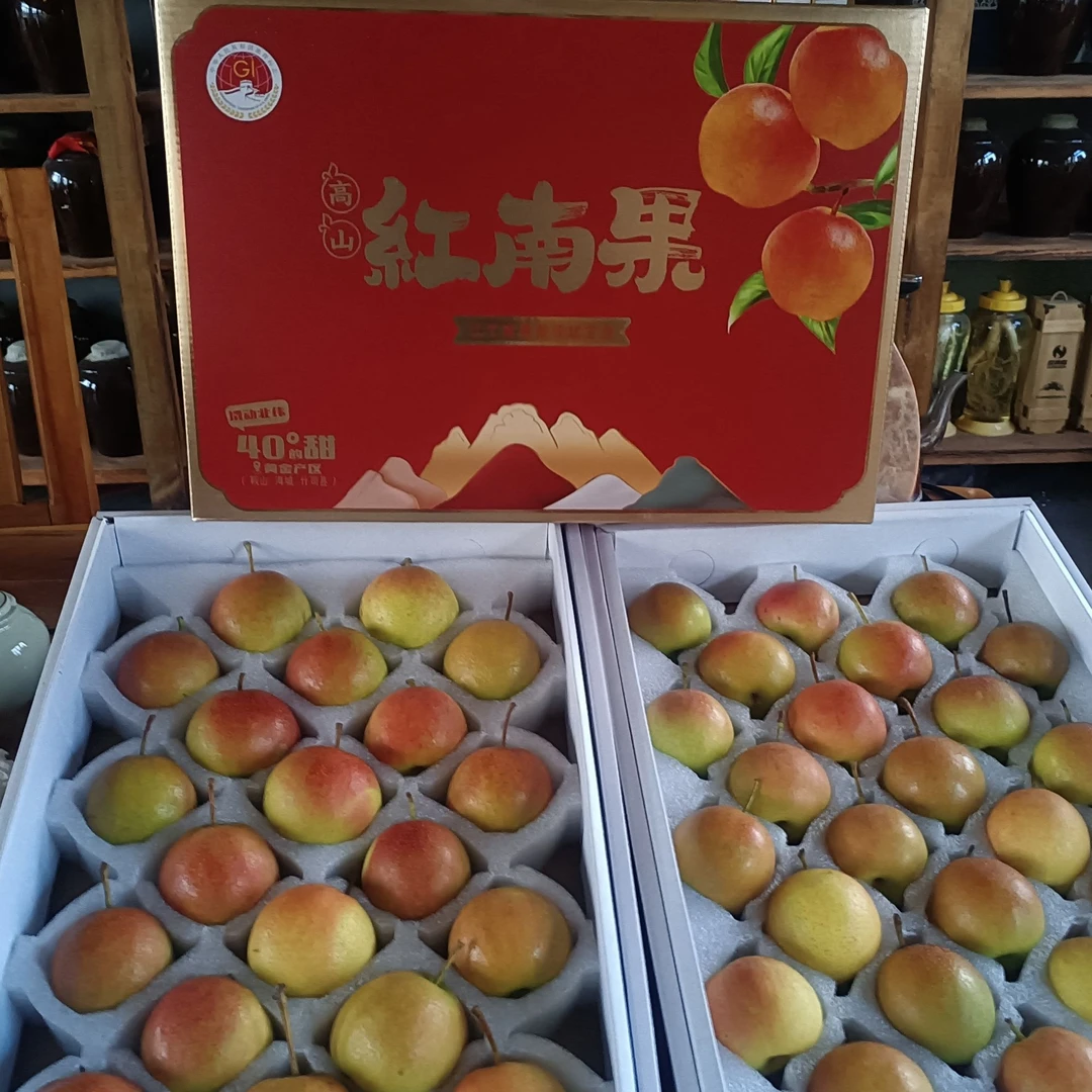 海城南国梨高山树熟精品红南果礼盒装