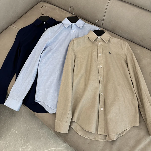 胸前小刺绣款 情侣款亚麻衬衫 气质时尚百搭小众夏季长袖韩版纯色