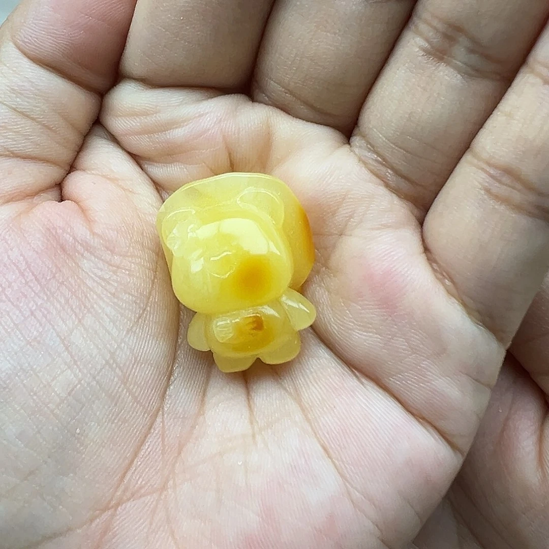 琥珀未镶嵌珠宝奇石旅行小熊打孔不退换