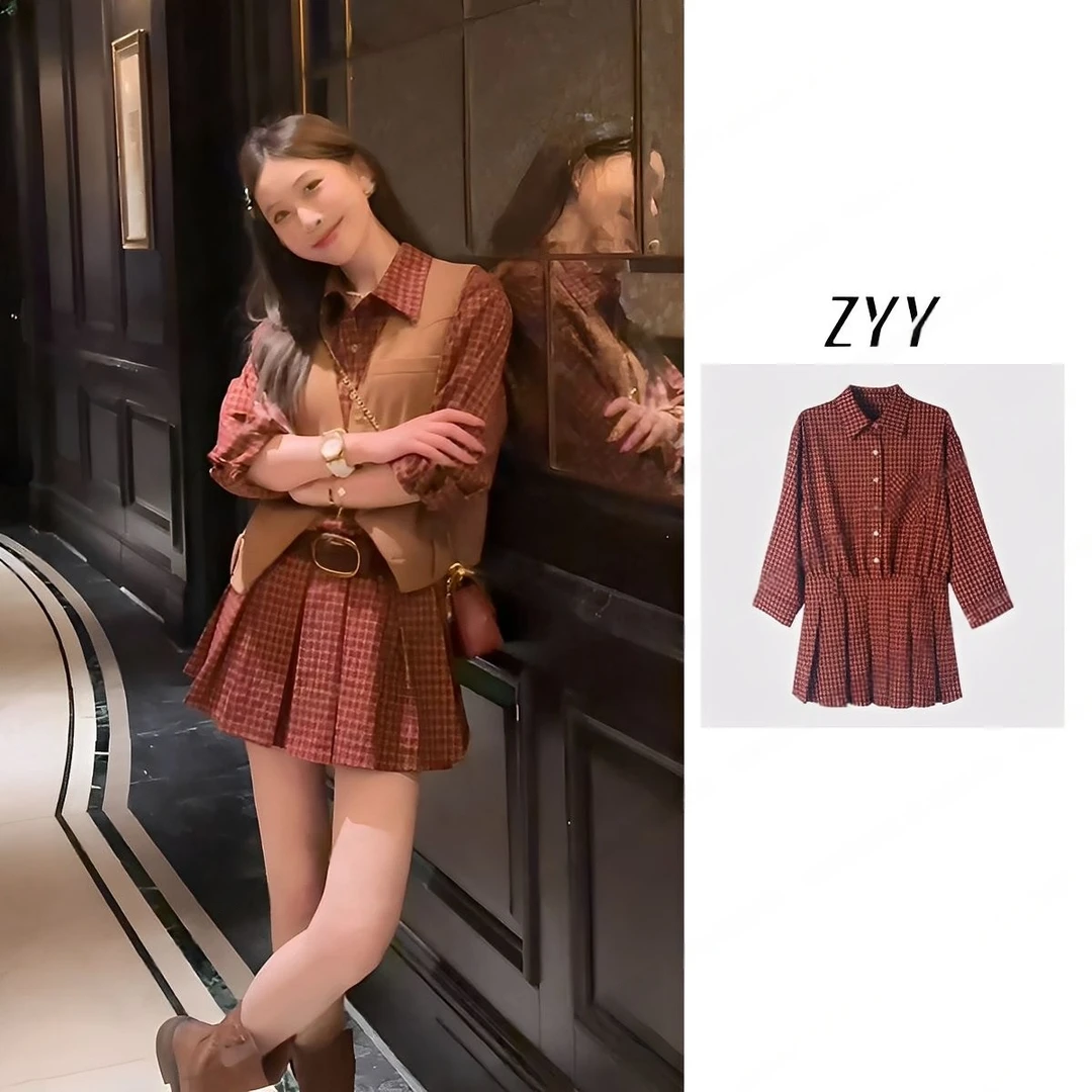 ZYY【轻奢格纹】2025/S新品秋冬设计时尚复古显瘦套装X25QLYQ02620