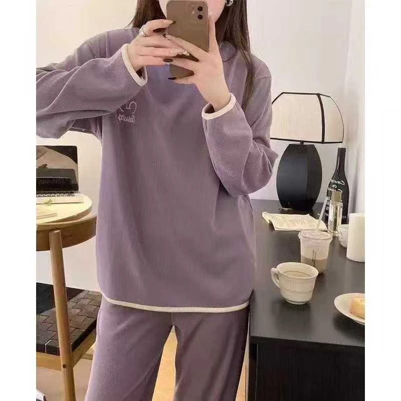 大码德绒长袖长裤女士秋冬休闲可外穿家居服套装