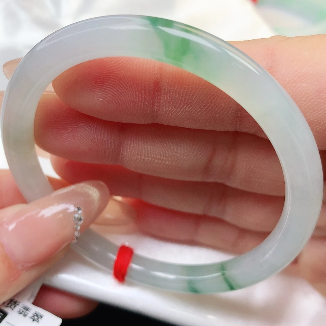 未镶嵌手镯翡翠纯天然翡翠冰飘花细圆条171号