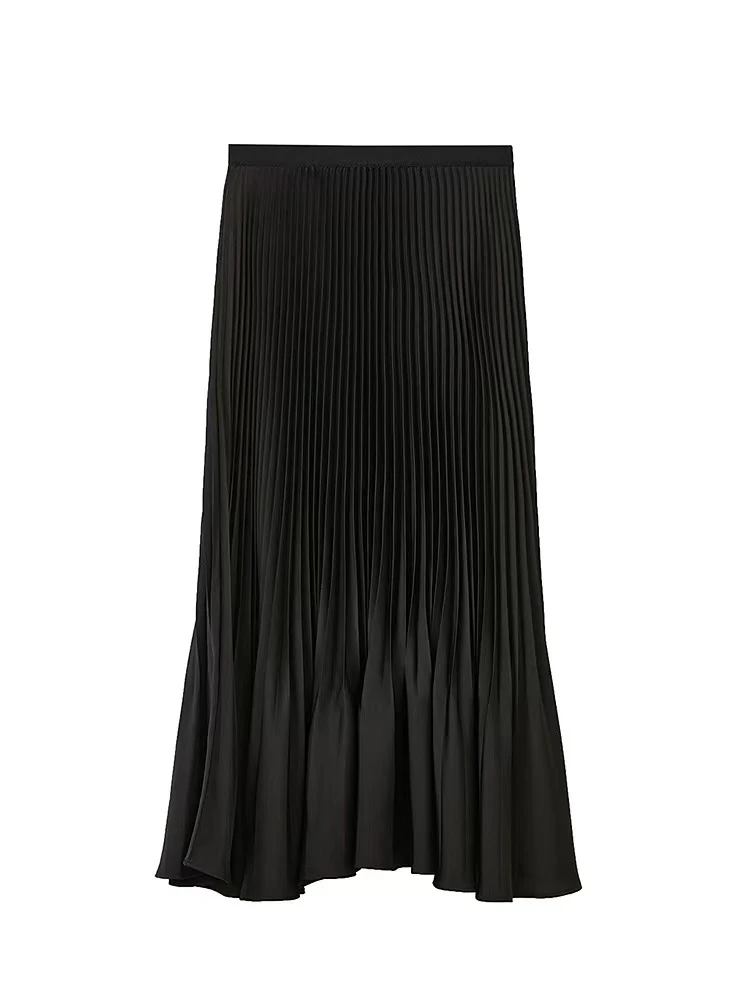 【大连冉然】2025法式时尚气质百搭鎏光压褶鱼尾半身裙