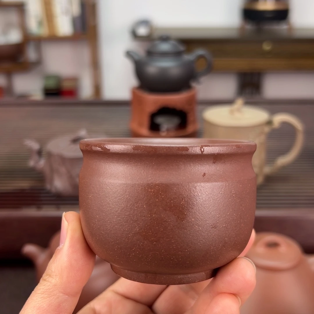 紫砂茶壶羊角山紫泥120毫升