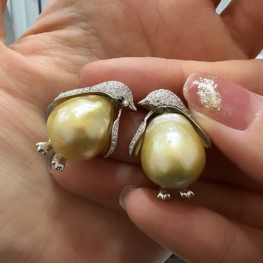 海水珍珠耳饰银S925镶嵌