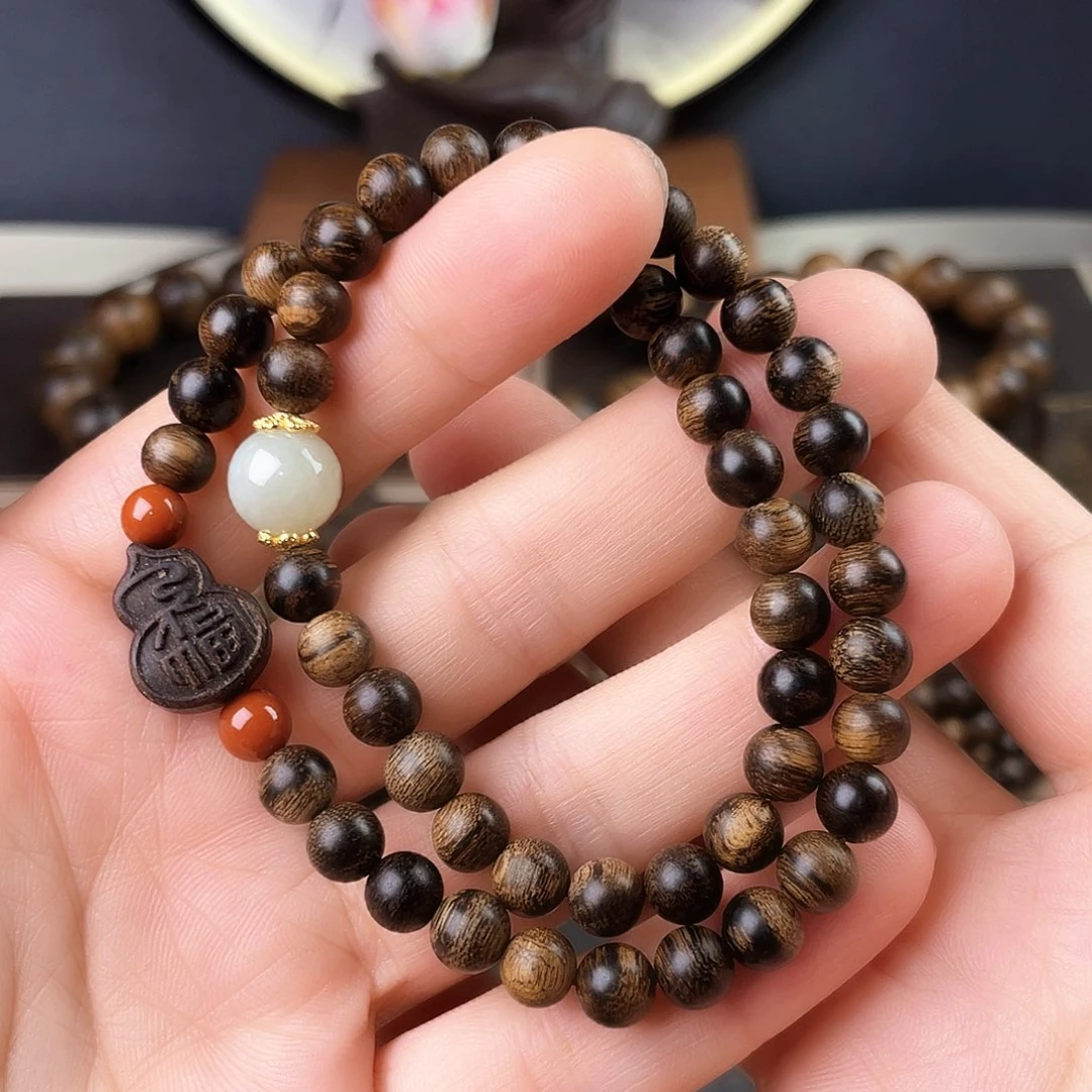 手串沉香木越南芽庄老白棋老料瘤疤0.6