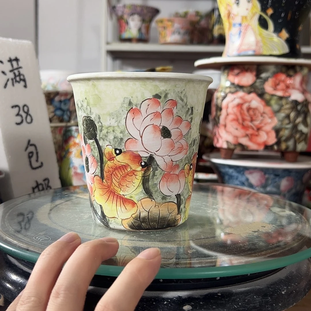 景德镇手绘花盆幸运花盆