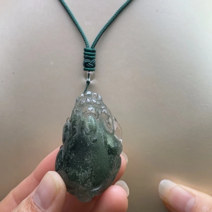 颈饰未镶嵌水晶绿幽灵聚宝盆貔貅