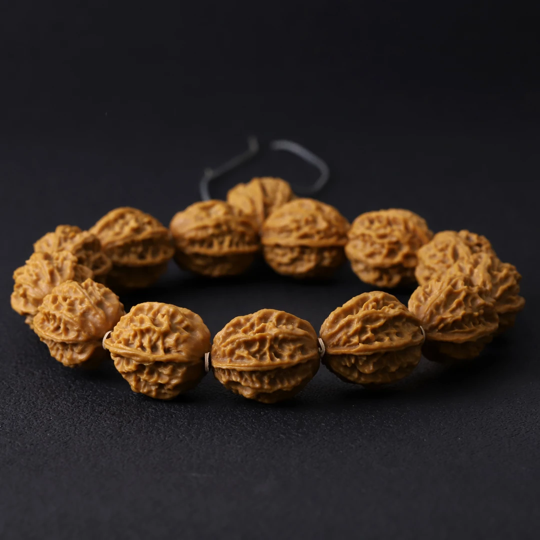 251260-1【微打底高桩细纹深沟八棱楸核桃】单圈文玩核桃手串