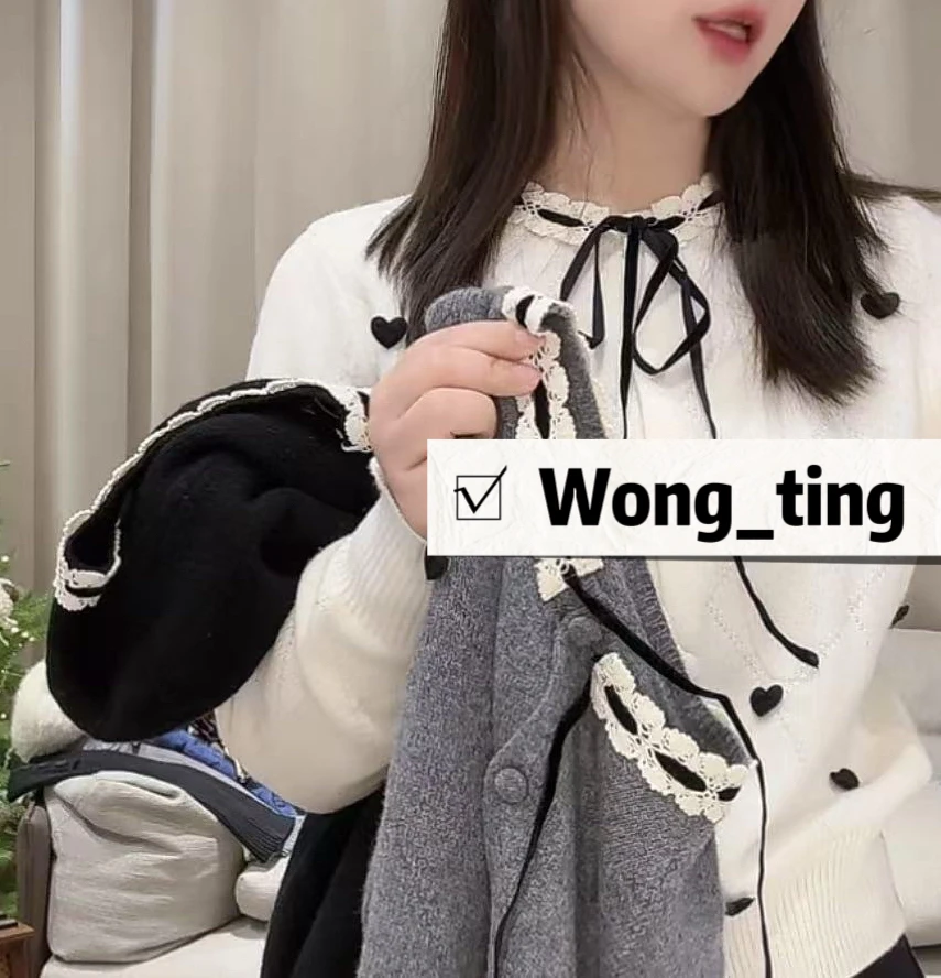 【W_ting】2025新款爱心果果三色羊毛开衫2091