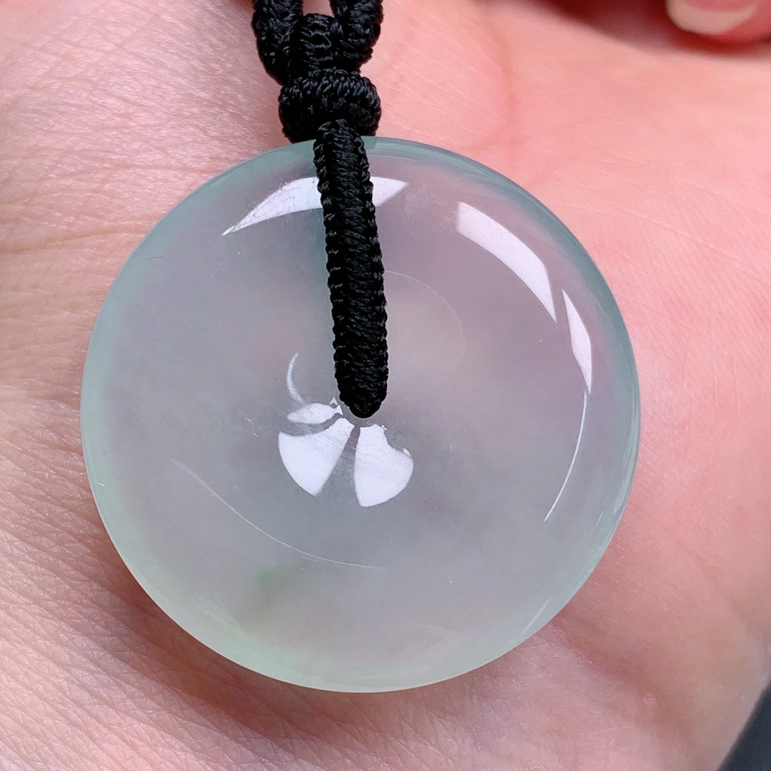 天然缅甸翡翠A货冰晴平安扣气质精美尺寸29.7+6.2  344