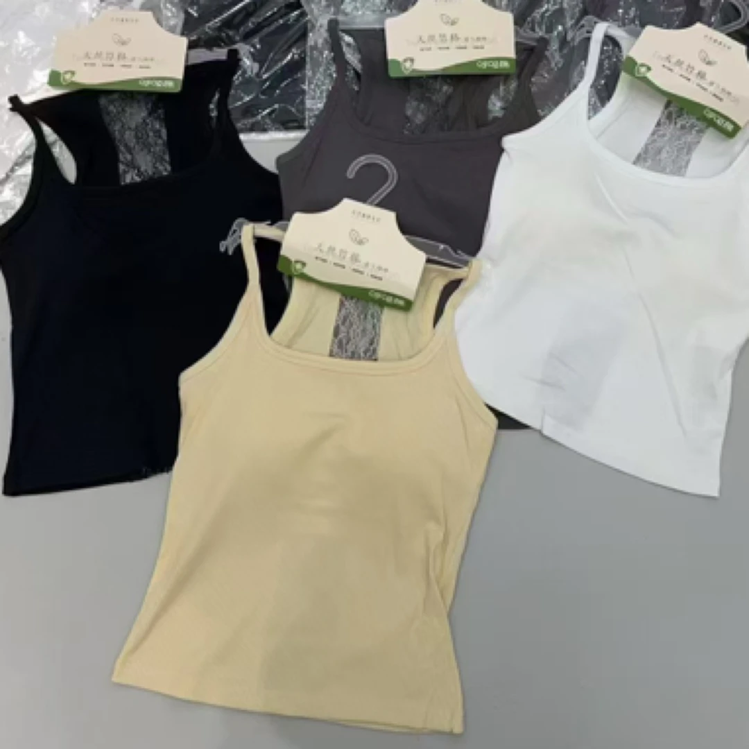 后背蕾丝一体杯背心《自然风》