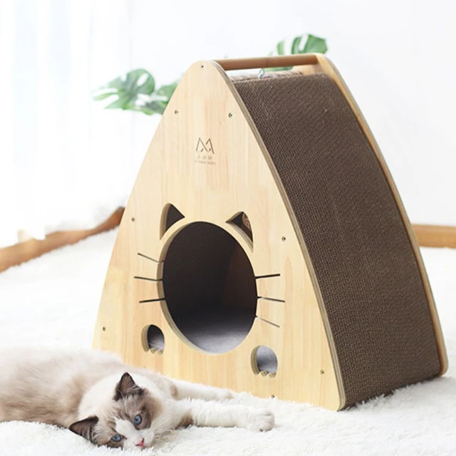 猫抓板窝猫窝一体耐磨不掉屑立式耐抓四季通用猫咪猫爪板三角 形