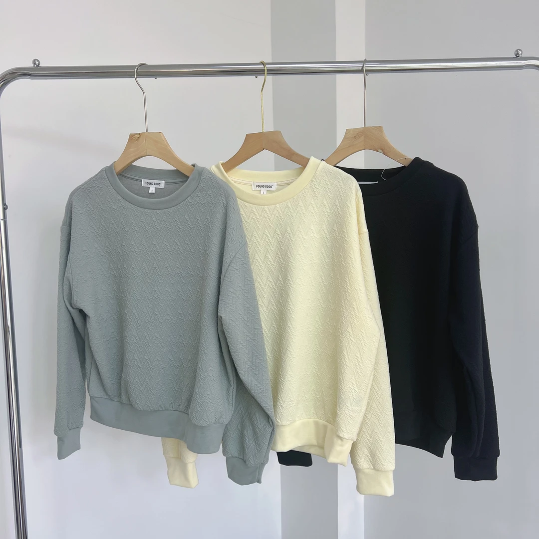 Q111 三色梭织纹理感套头休闲卫衣