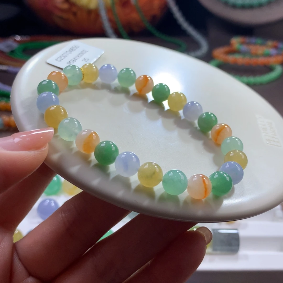 翡翠未镶嵌手链胶润细腻多宝卡7.5