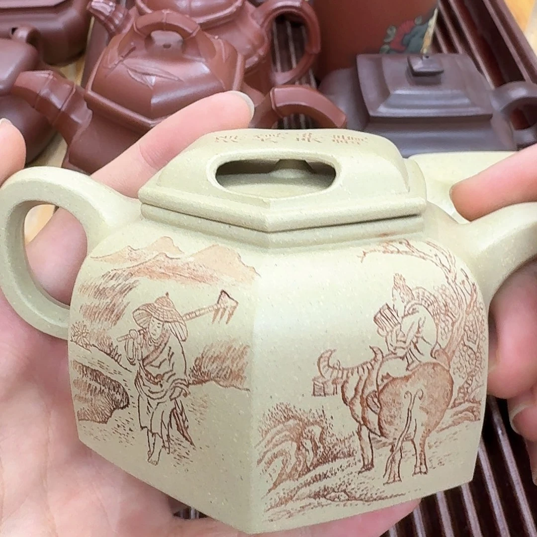 紫砂茶壶紫砂壶六方牛盖280cc