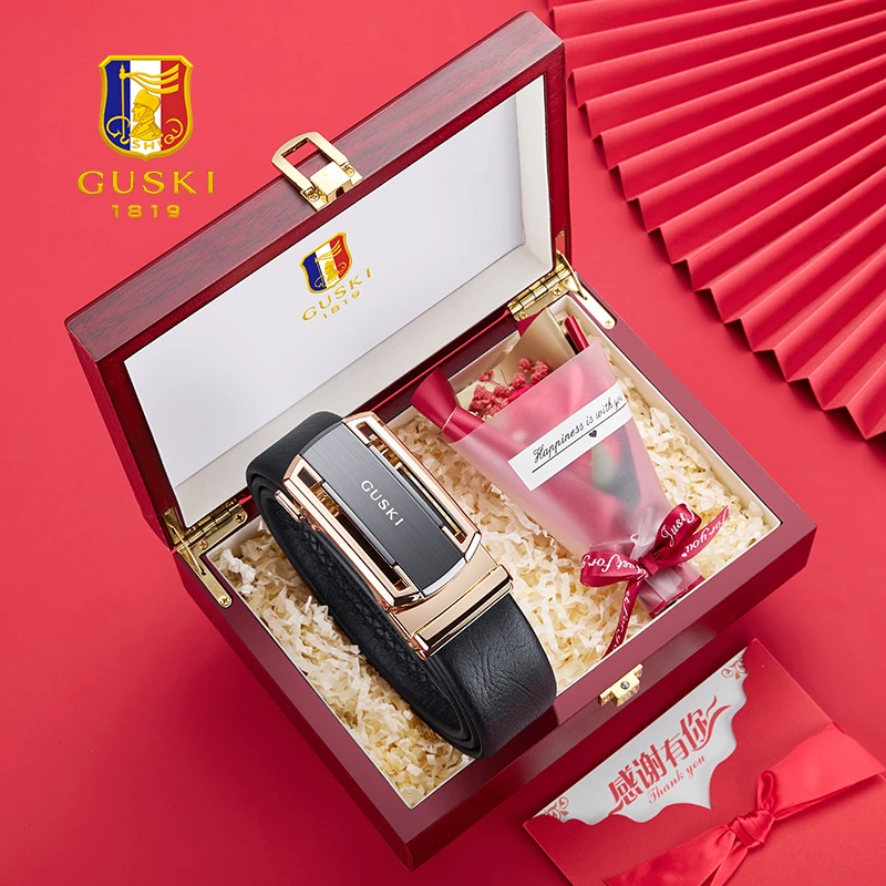 可刻字【生日礼物男】古士旗皮带真皮男款腰带自动扣生日送男友实用