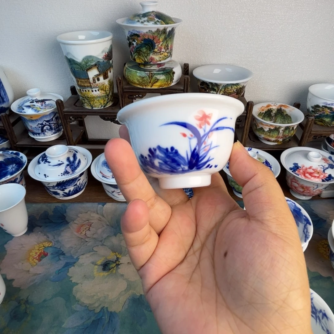 忠意堂釉下彩兰花微瑕不退