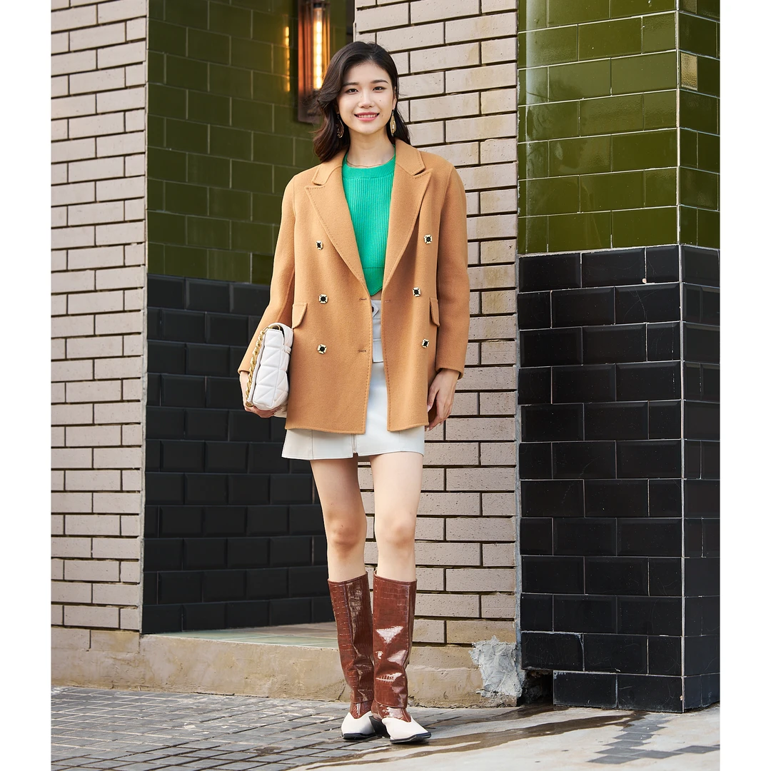 门店11&49！线下大牛！百家实体/100%绵羊毛手工双面呢大衣 M13673