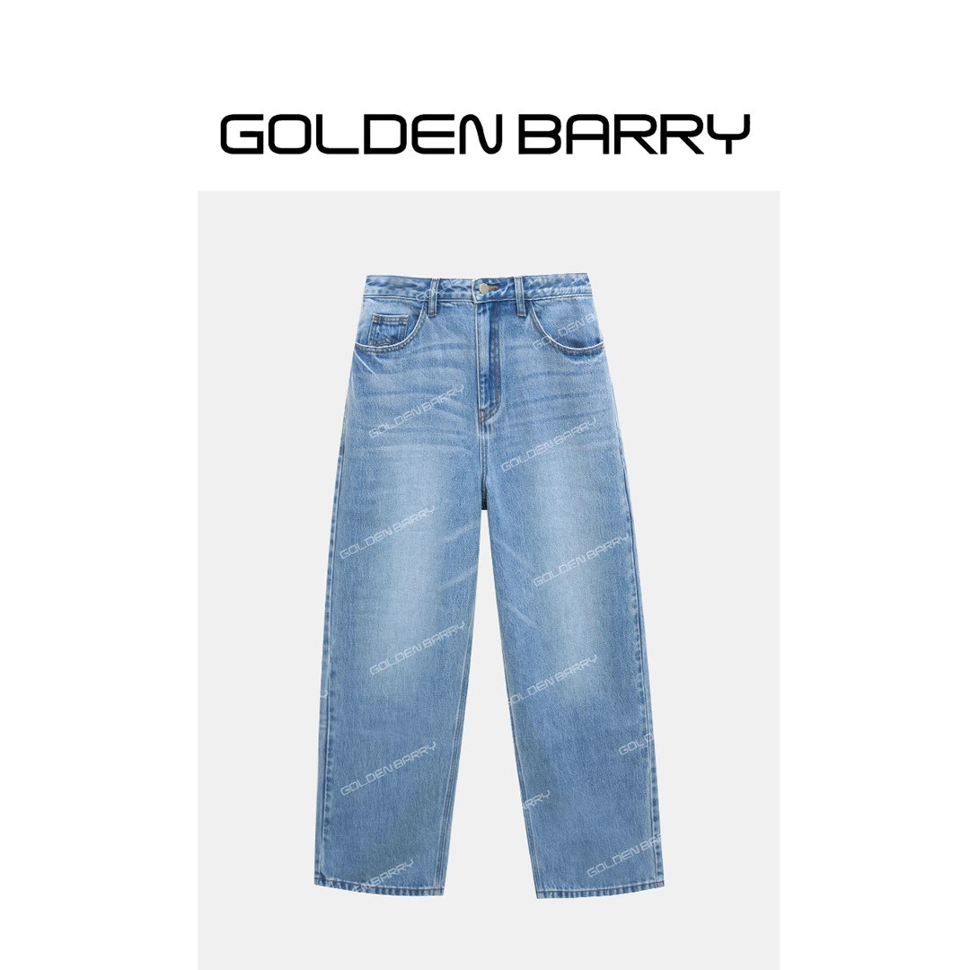 GOLDENBARRY|501140复古浅蓝水洗牛仔阔腿裤