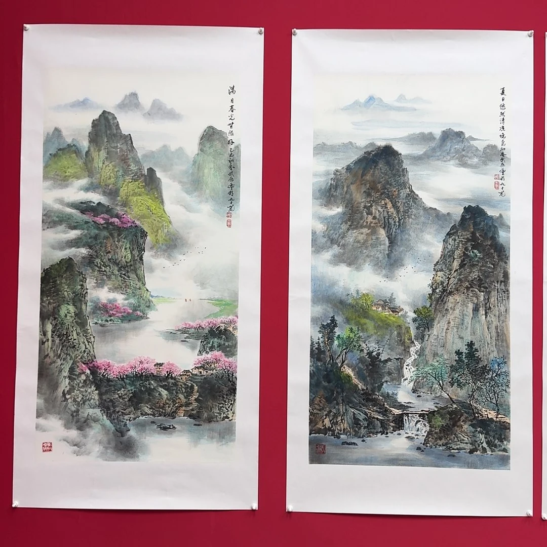 涛***旧国画沈丰明作品8平尺2张