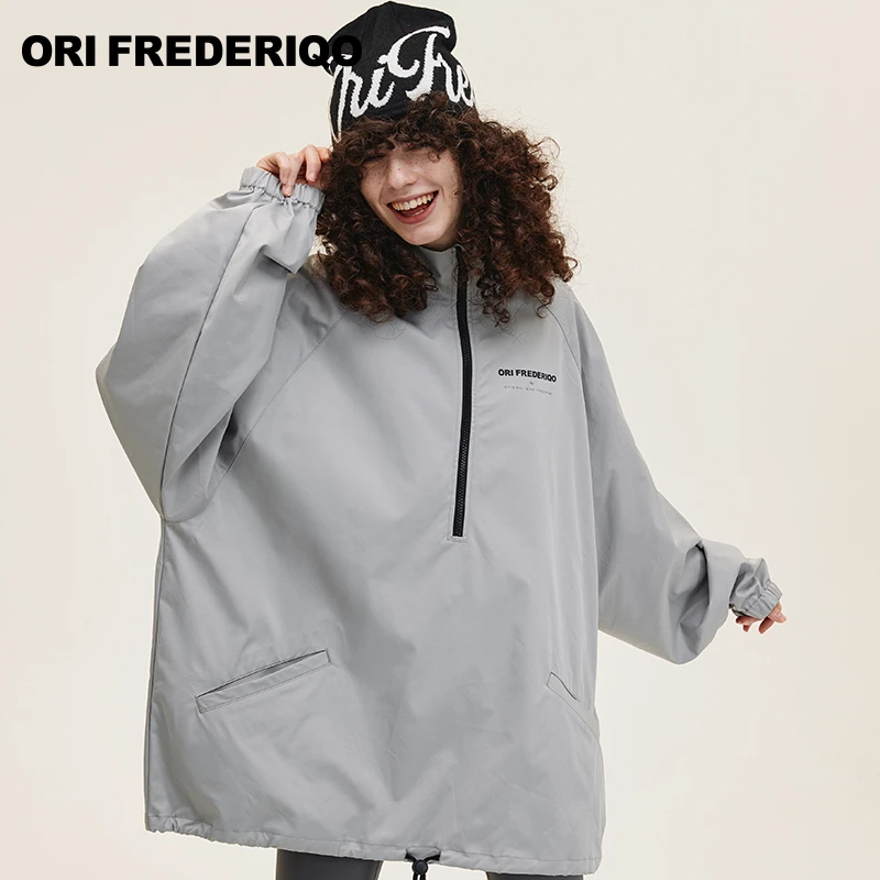 Orifrederiqo拉链夹克“OF”恶搞潮牌秋冬男女情侣时尚百搭