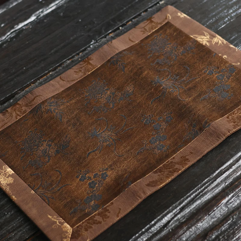 纳兰-梅兰竹菊四拼香云纱茶席42*28cm（慢蓝S0551）