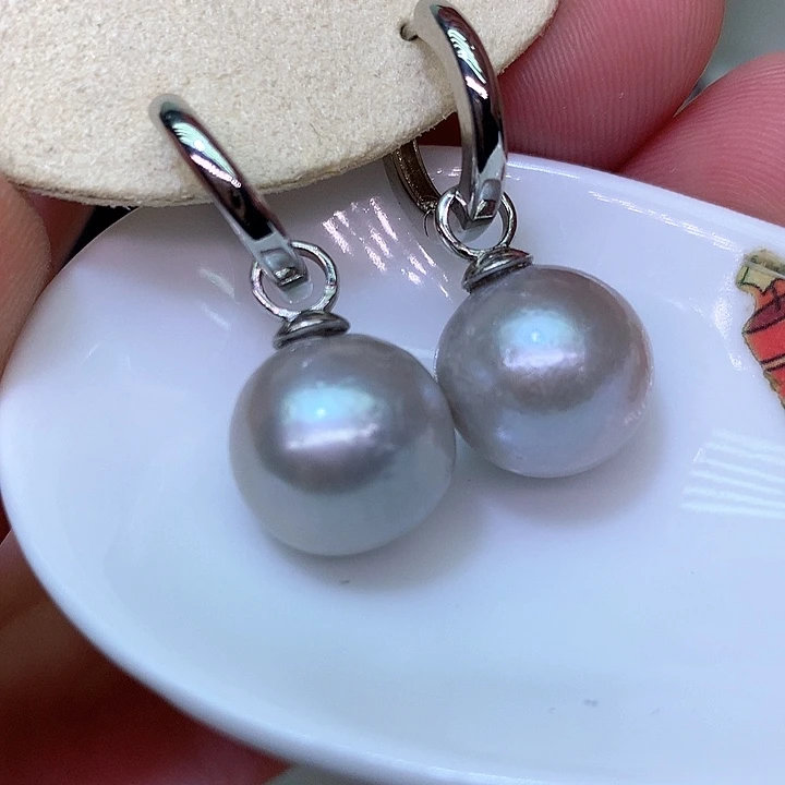 银S925镶嵌耳饰淡水珍珠