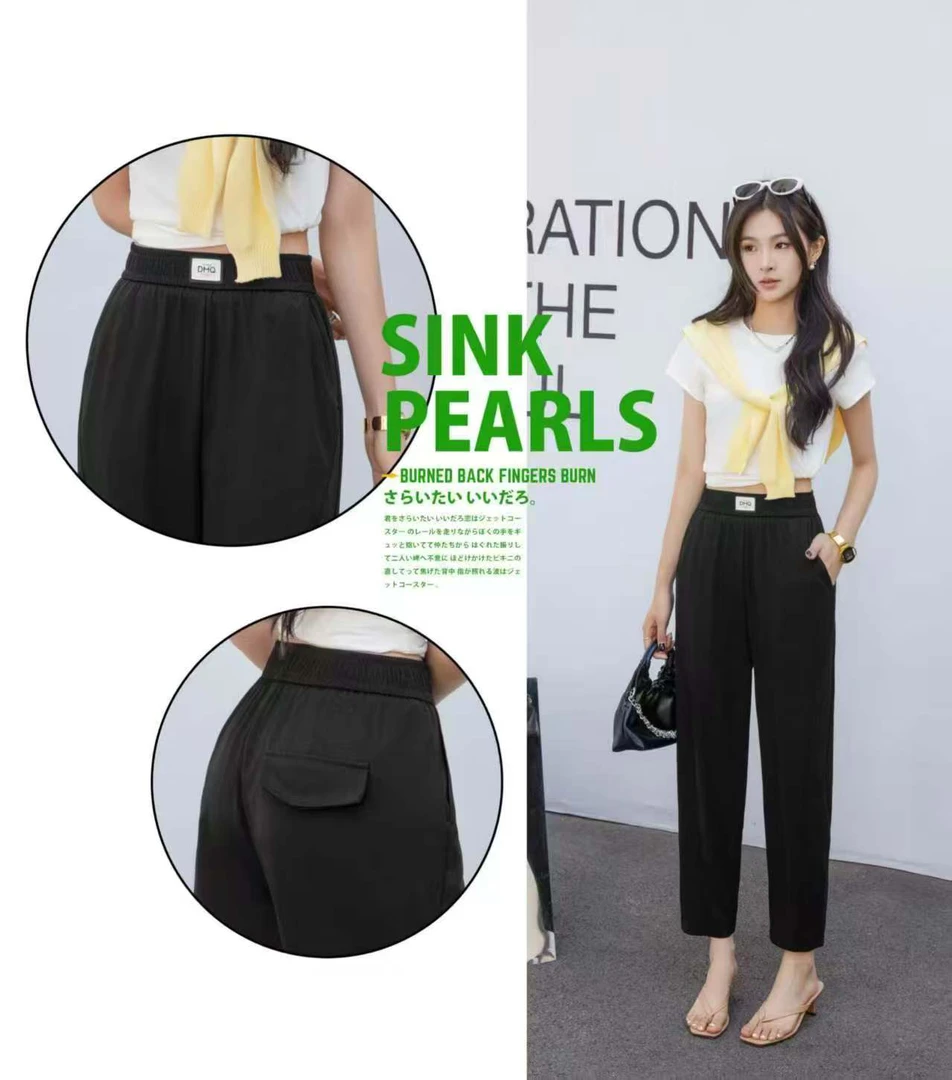 136 老厂家松紧腰百搭小黑裤