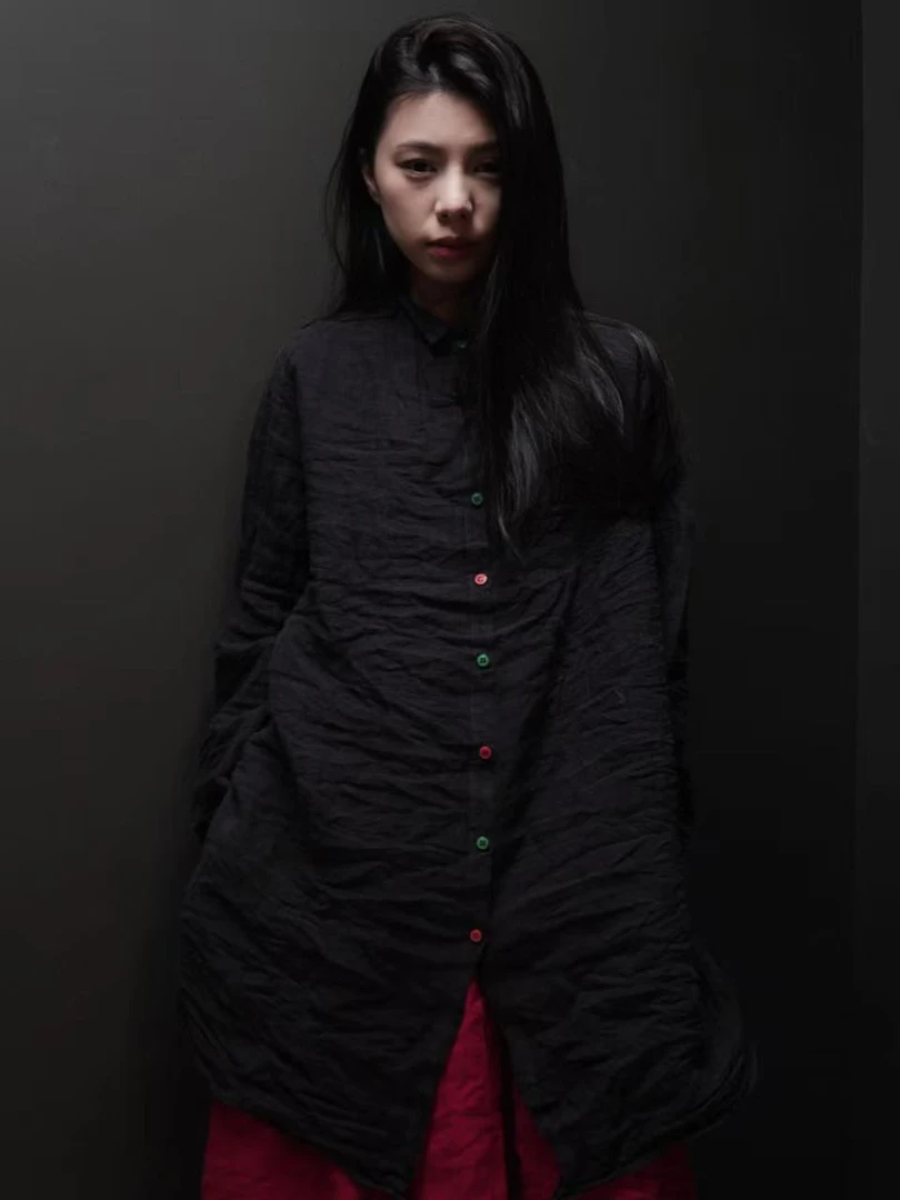 AS8021胭絮-新款砂洗亚麻单层开衫