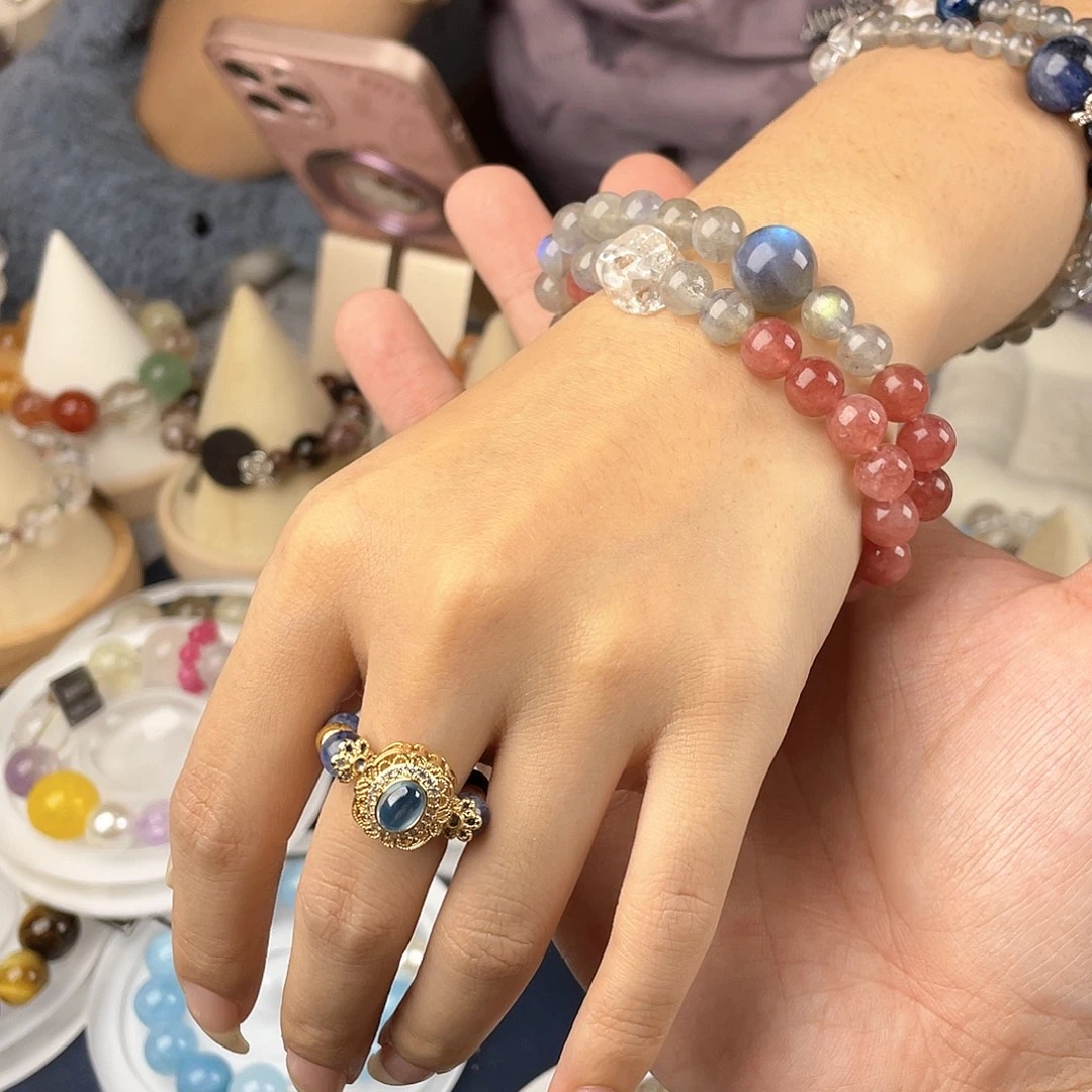 银S925镶嵌手链烟晶